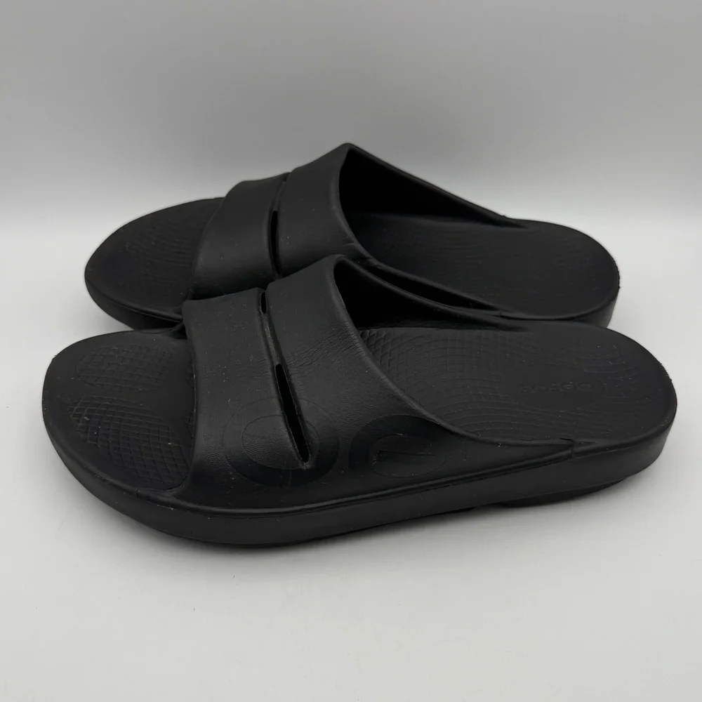 OOFOS OOahh Slide Sandals‎ Unisex Men 9 Women 11 Black Recovery Comfort Shoe